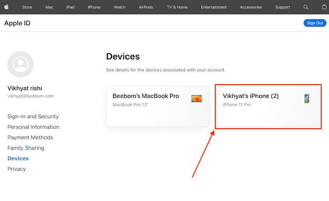 Choose iPhone from appeared list on apple website